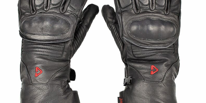 The Gerbing Vanguard heated motorcycle gloves top view.