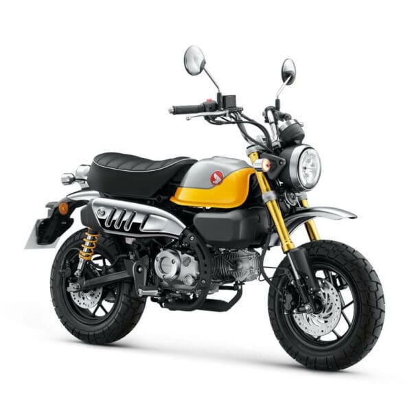 A side view of the 2022 Honda Monkey in Banana Yellow