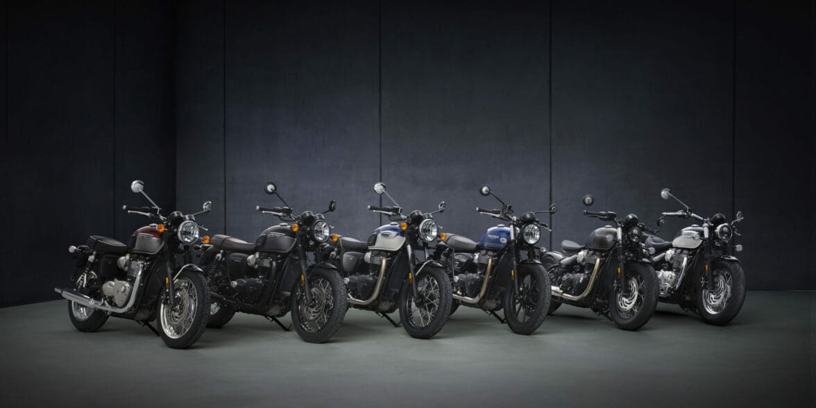 A view of the Bonneville range that has been blessed with Triumph's Gold Line Edition