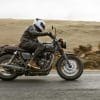 A Triumph T120 motorcycle on a country road in South Australia