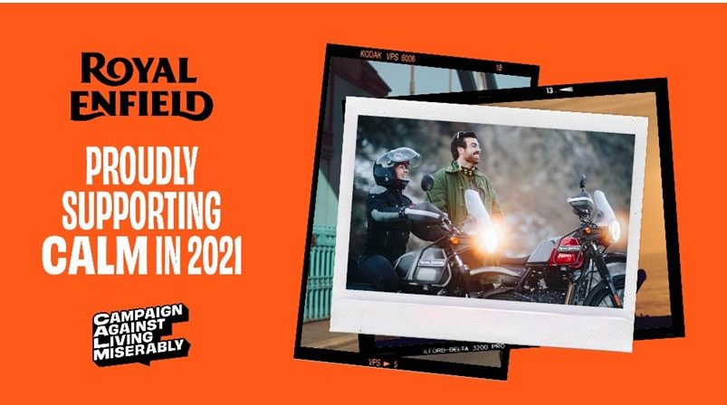 A view of the poster affiliated with Royal Enfield x CALM's charity raffle