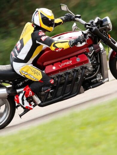 A view of the Millyard Viper V10 - a muscle cycle that boasts an *8.4 10l engine from a Viper ACL