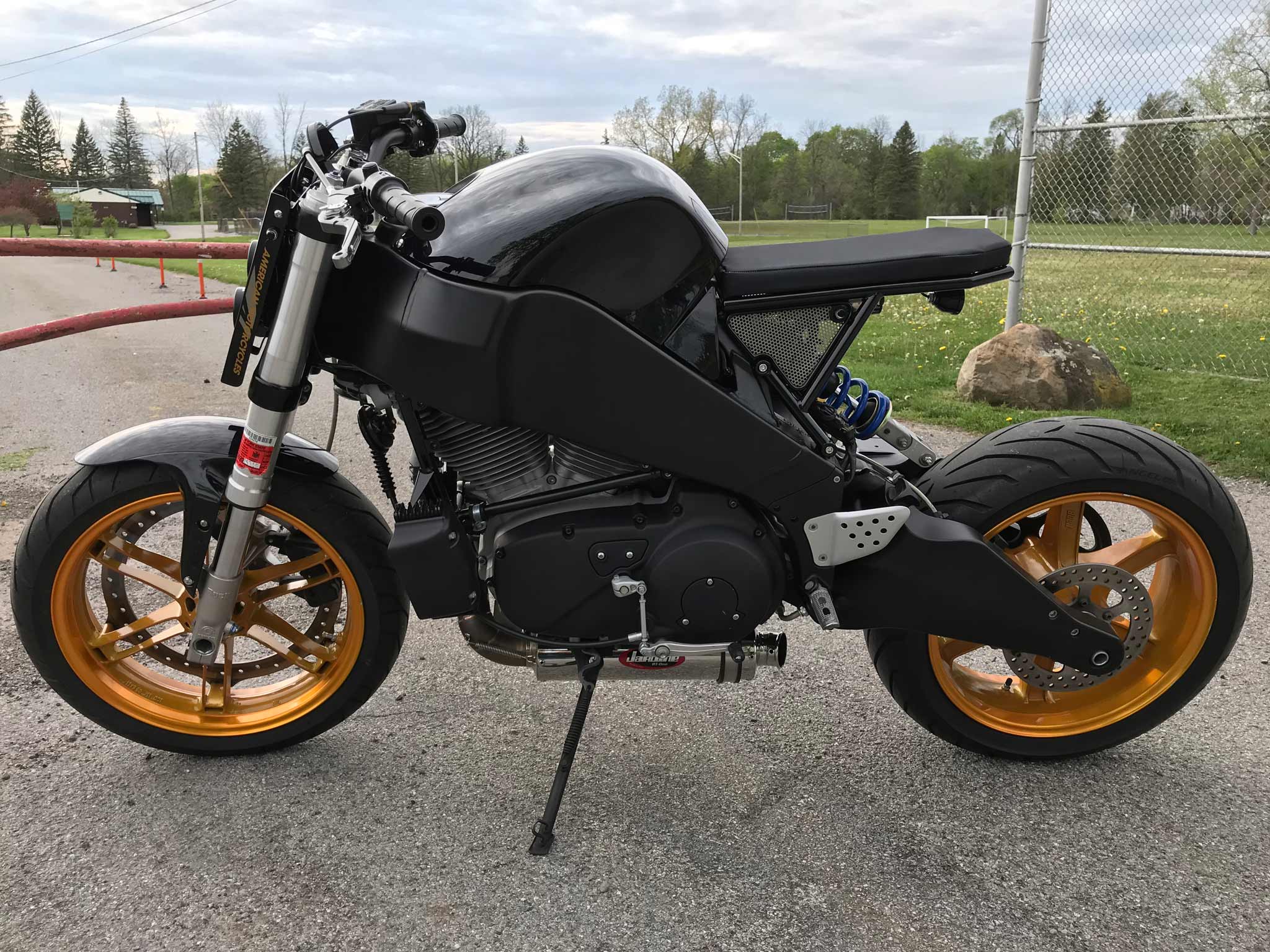 'Project Black' - a custom motorcycle that sarted out as a 2005 Buell Firebolt. All media courtesy of Handbuilt's interview with builder Nick Eckel, on Handbuilt's website.