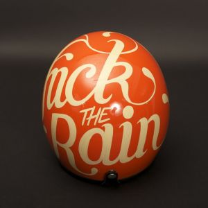 fuck the rain orange helmet