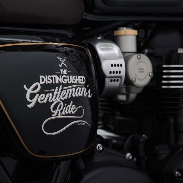 Triumph's new limited edition T120: The Bonneville T120 Black Distinguished Gentleman’s Ride Limited Edition motorcycle. Media sourced from CycleWorld.