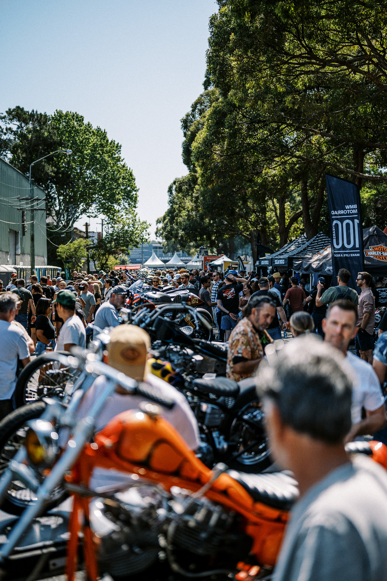 A crowd of people at Sydney's 2023 Throttle Roll motorcycles show.