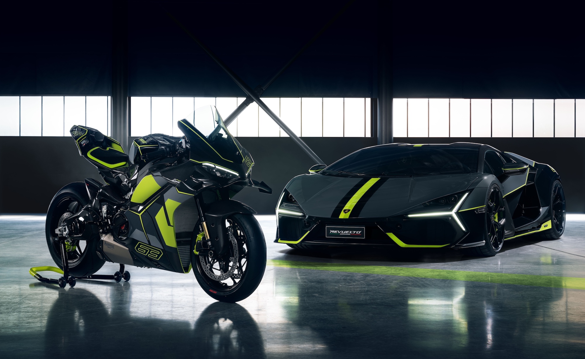 A view of the new Ducati Panigale V4 Lamborghini.