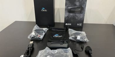 everything included with Cardo Packtalk Pro out of the box.