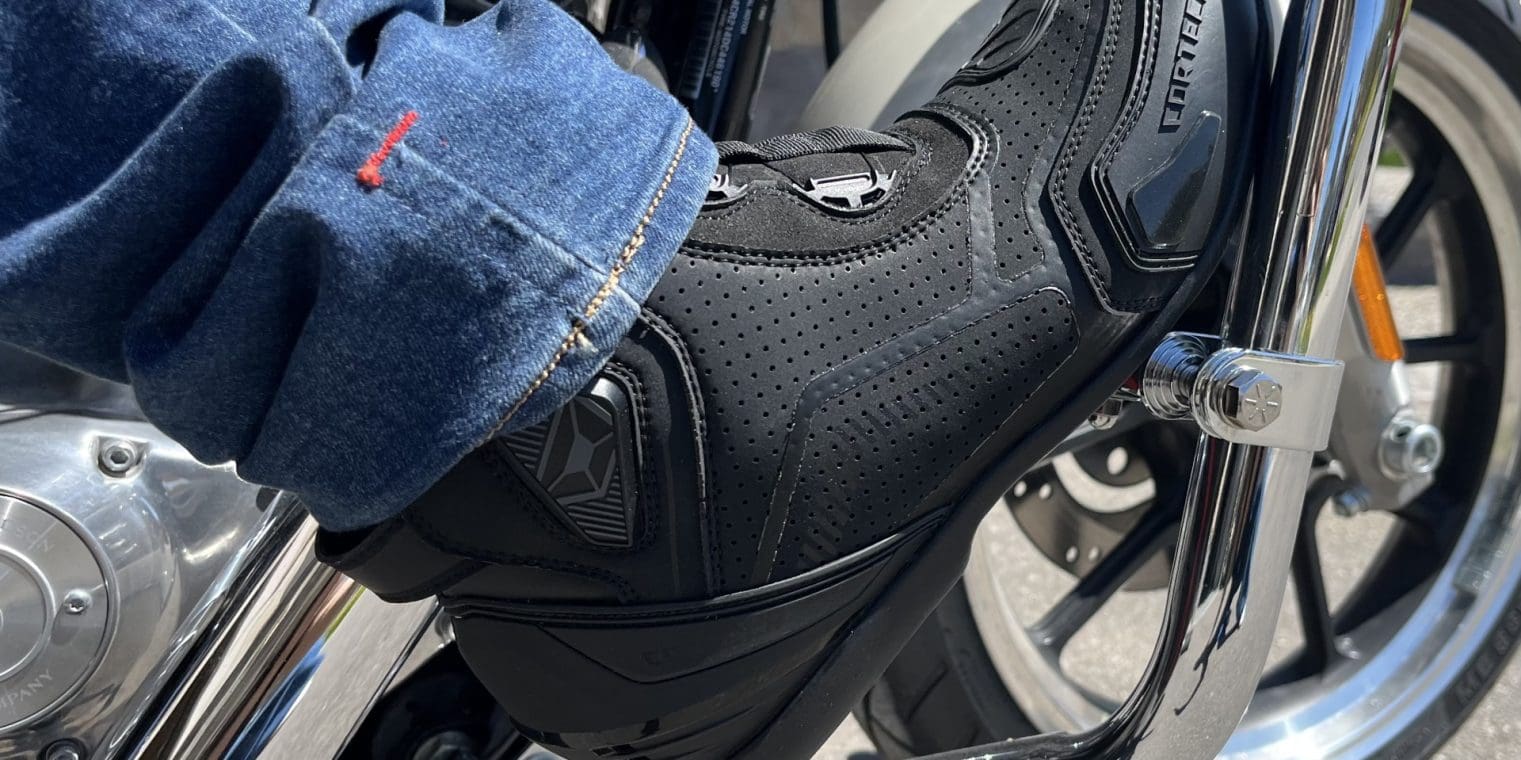 Cortech Sport Lite Boots rested on harley davidson sportster.