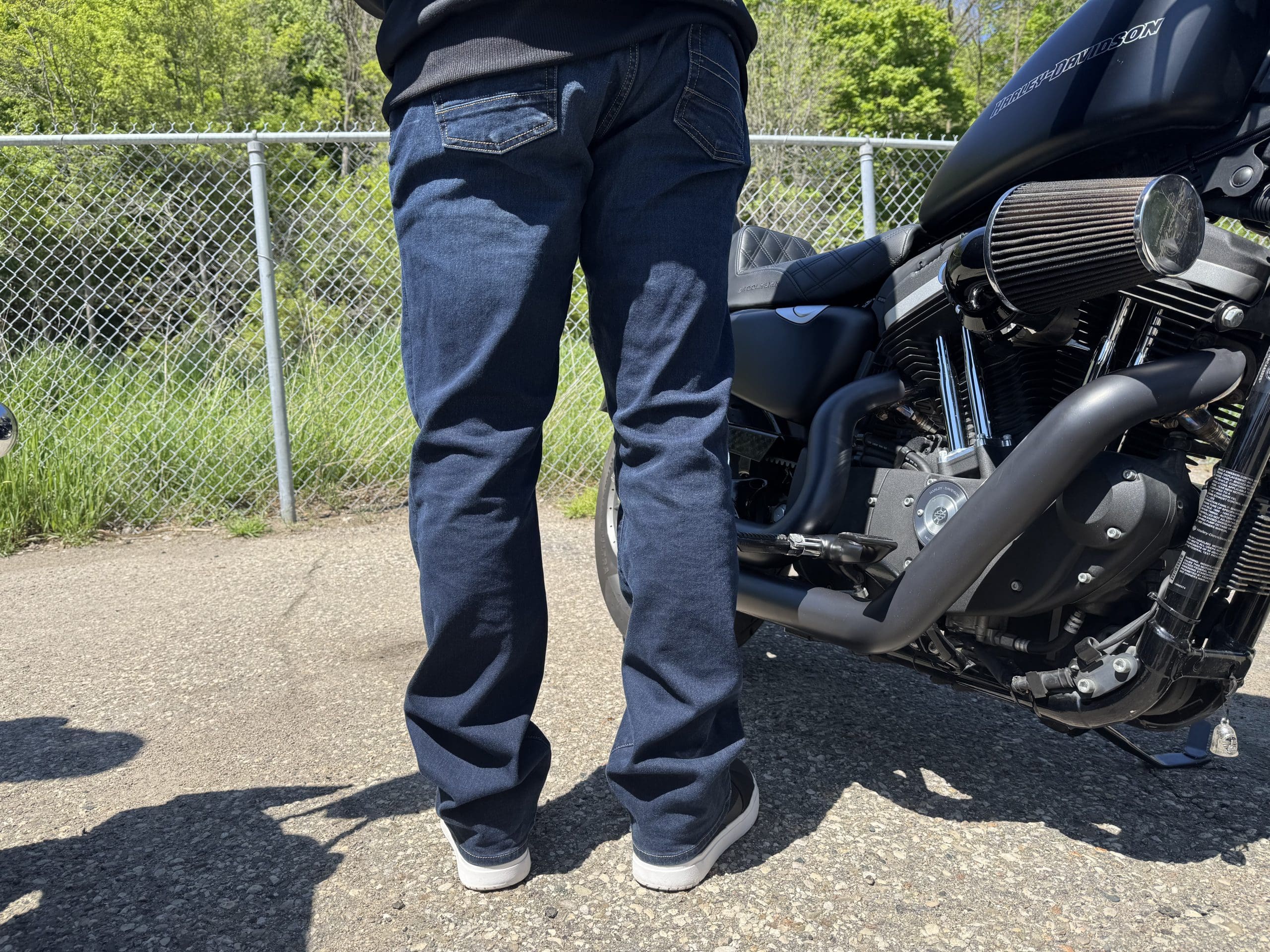 Rear view of the Klim K Forty 2 Stretch Denim Jeans