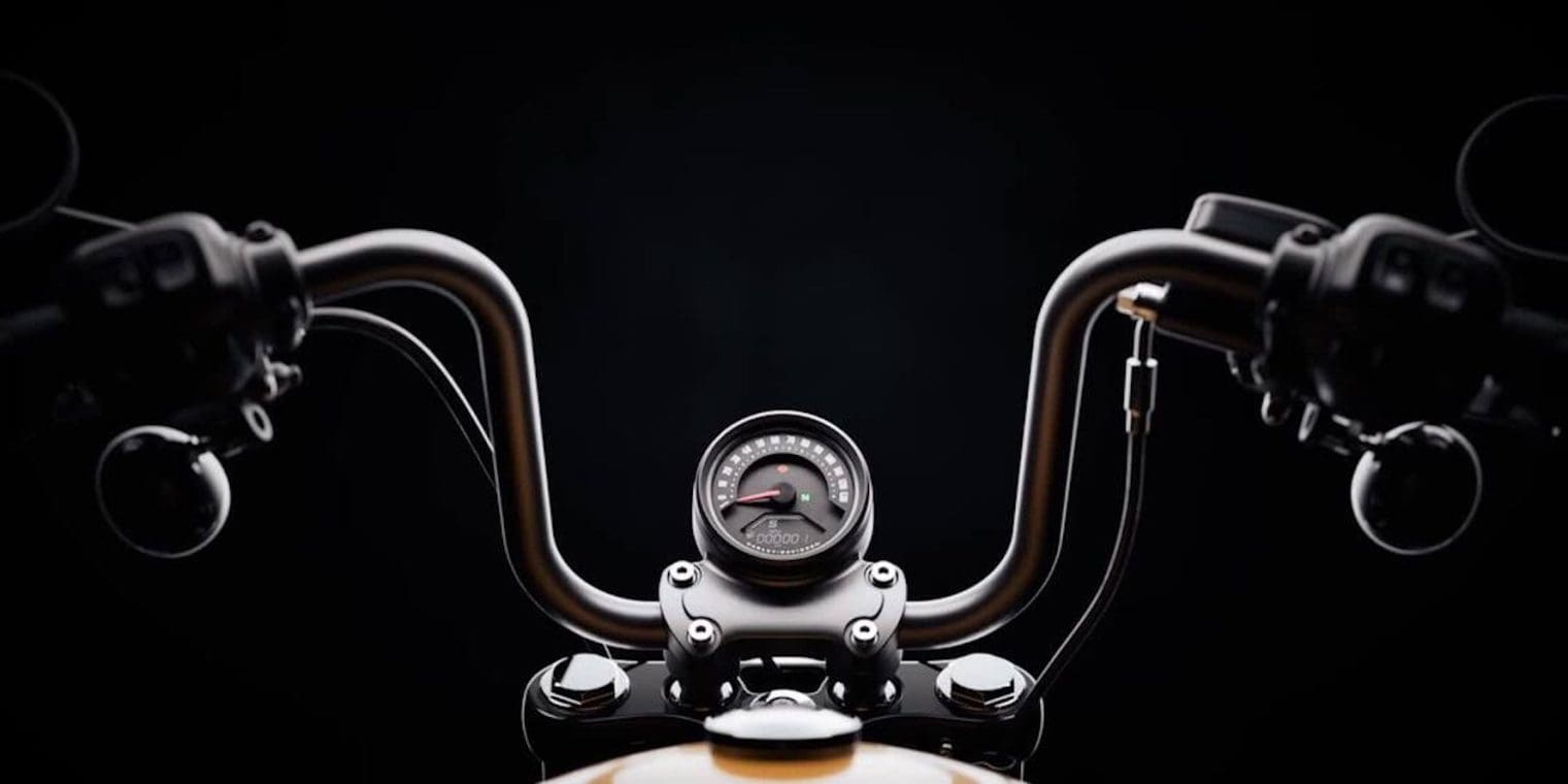 A view of Harley-Davidson handlebars.