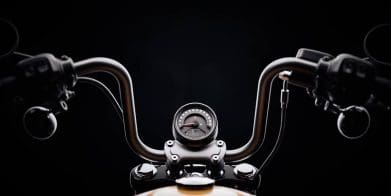 A view of Harley-Davidson handlebars.