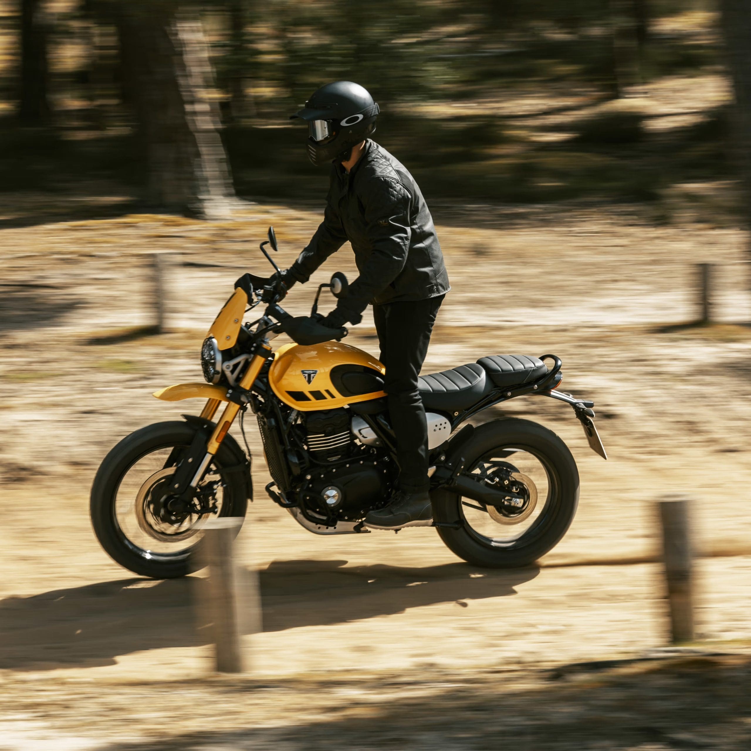 A view of Triumph's Scrambler 400 XC. 